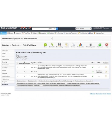 SuperTabs (SuperOnglets): list of supertabs content en  - Prestashop module by Sitolog