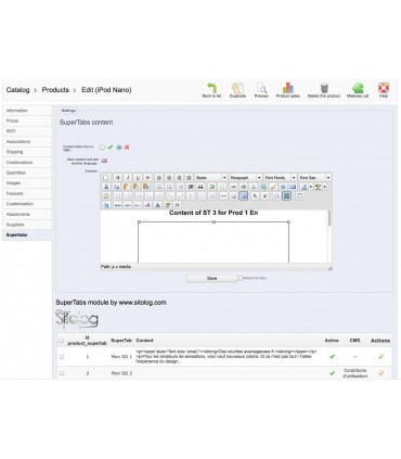 SuperTabs (SuperOnglets): supertab html content edit en  - Prestashop module by Sitolog