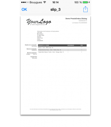 Module Prestashop:  PrestaOrders Connexion module for mobiles and tablets