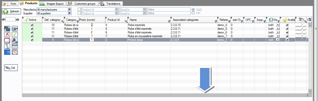 How to access the most right columns of a table in PrestaPricing and PrestaCategories