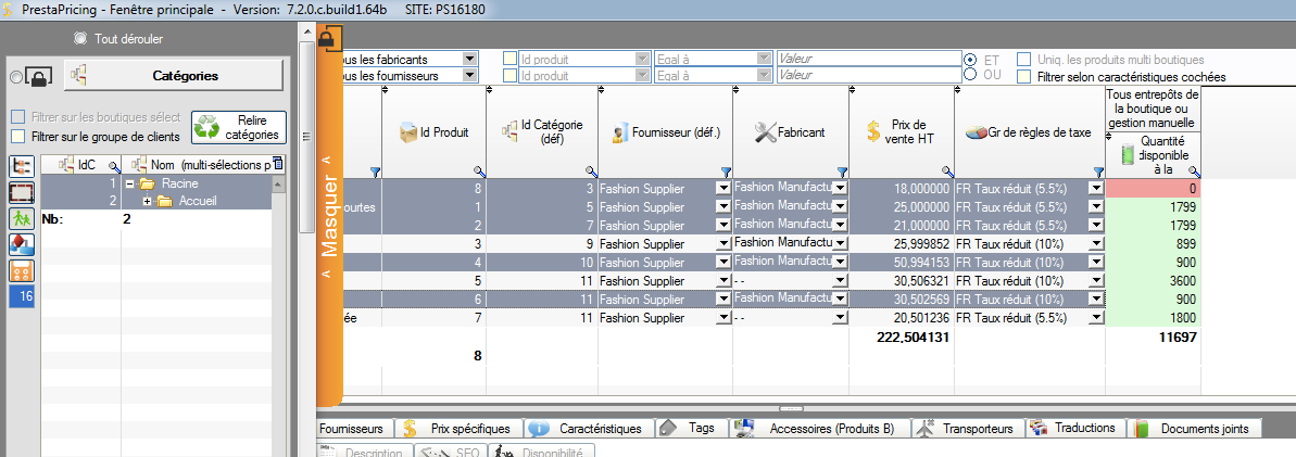 How to associate a single value to multiple products in PrestaPricing and PrestaCategories