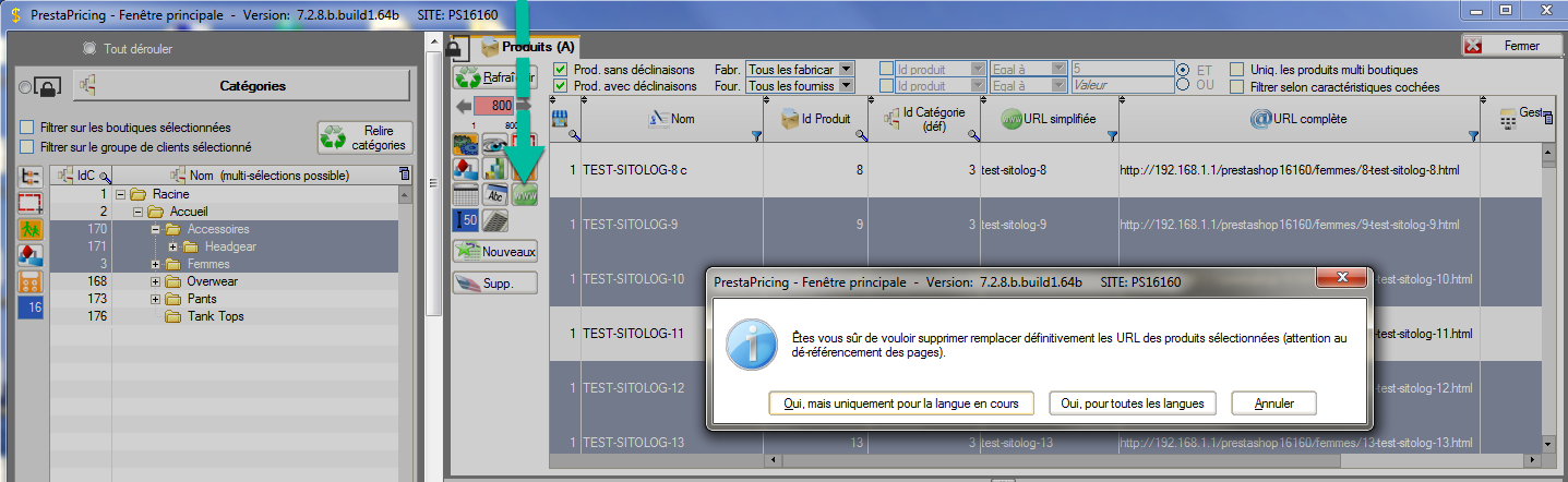 ré-écrire l'url automatiquement sur plusieurs produits PrestaShop en même temps