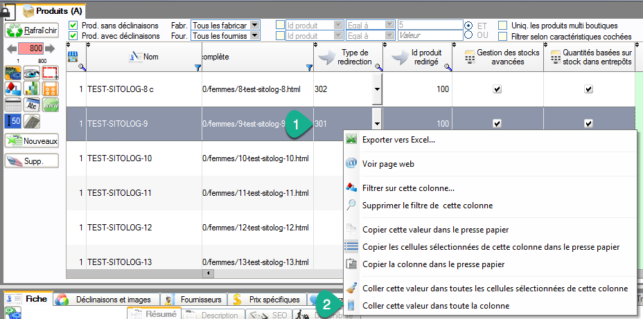 rediriger tous les produits désactivés en une seule opération