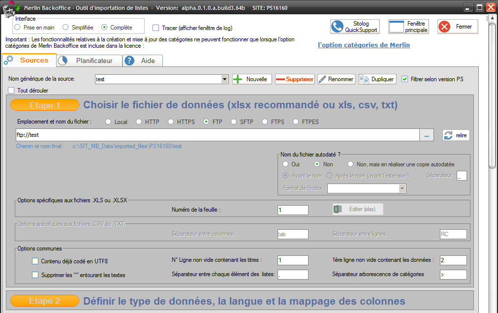 Importation xls multi feuilles et multi formats