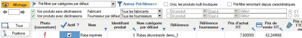 Filtres déroulés