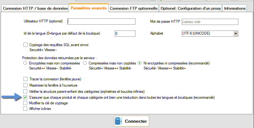 Nouvelles options de connexion avancées