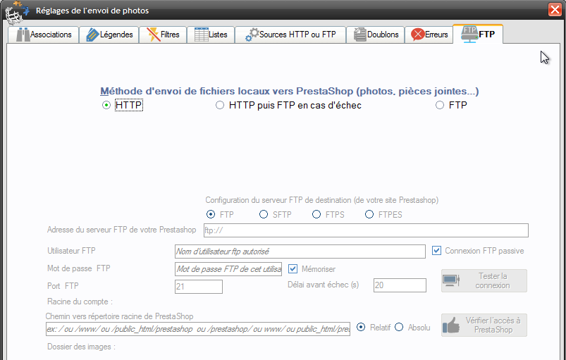 Plus besoin de configurer le FTP pour envoyer les photos, directement par HTTP