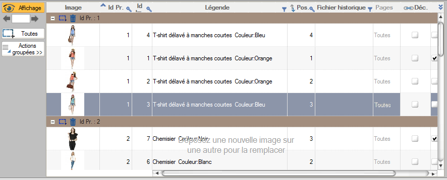Colonen des photos en première position