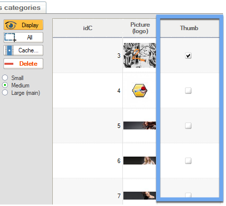 See which categories have thumbnails