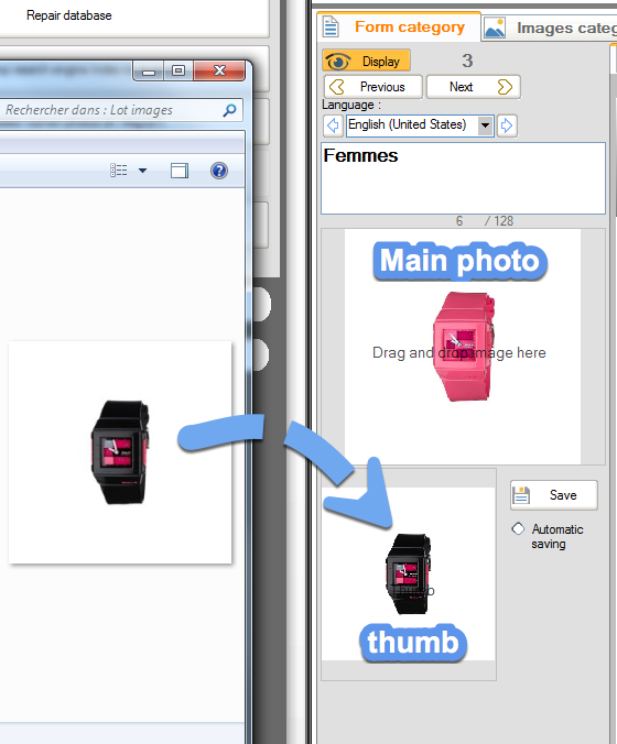 Drag and drop to replace category thumb
