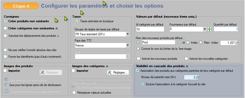 Association remontante automatique lors des importations