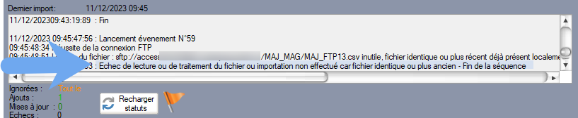 Importation réalisée uniquement si le fichier a été modifié depuis l'importation précédente