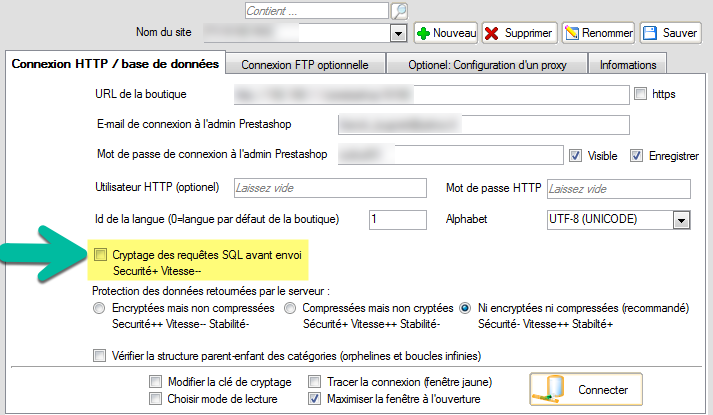 Décocher le cryptage à l'envoie