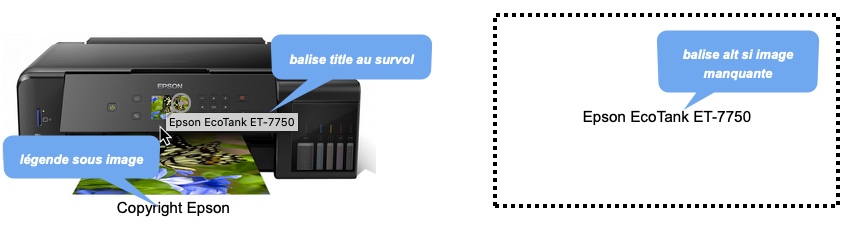 Définition des légendes et balises alt des photos