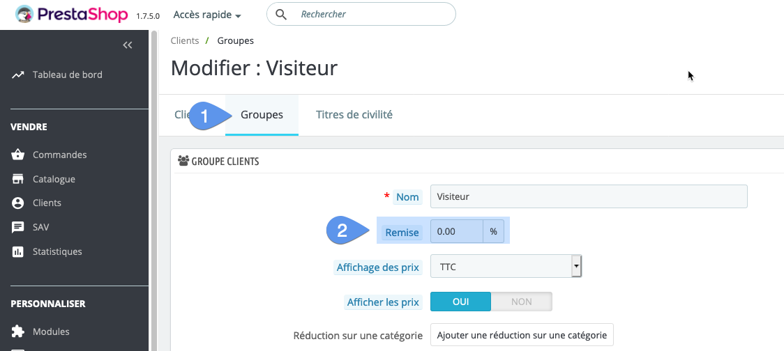 Ajout d'une remise à un groupe de clients dans PrestaShop 1.7 2/2