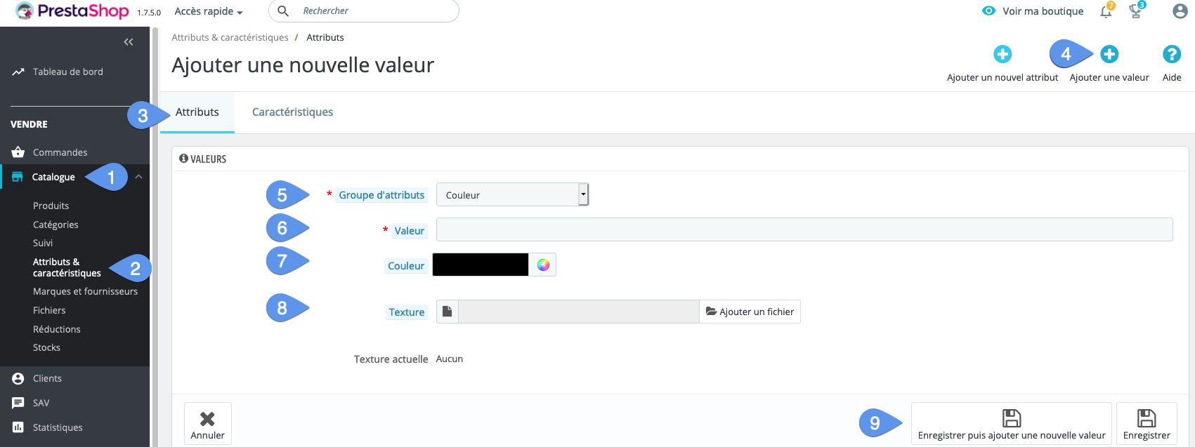 How to add an attribute value with PrestaShop 1.7