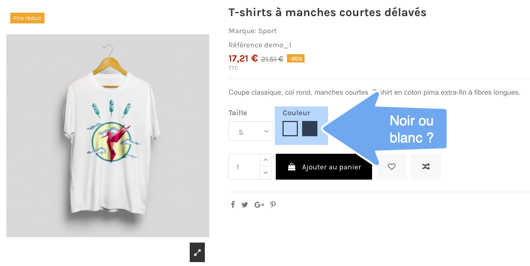 Choose a declination color in store