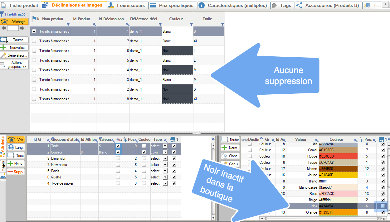 Deactivating an attribute, without removing the declinations