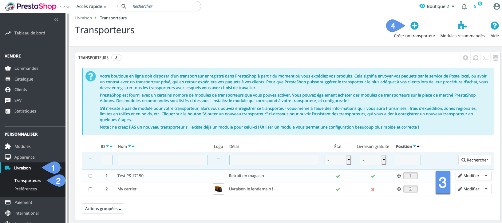 How to create a new carrier in PrestaShop 1.7