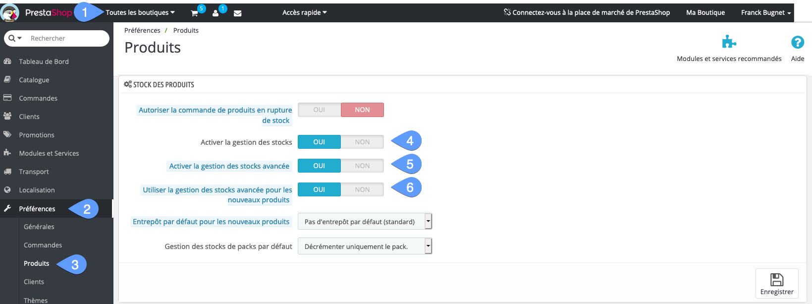 Activating advanced inventory management mode in PrestaShop 1.6