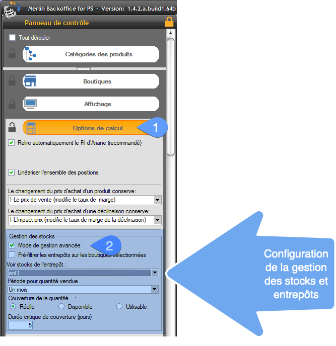 Activate advanced inventory management mode from Merlin
