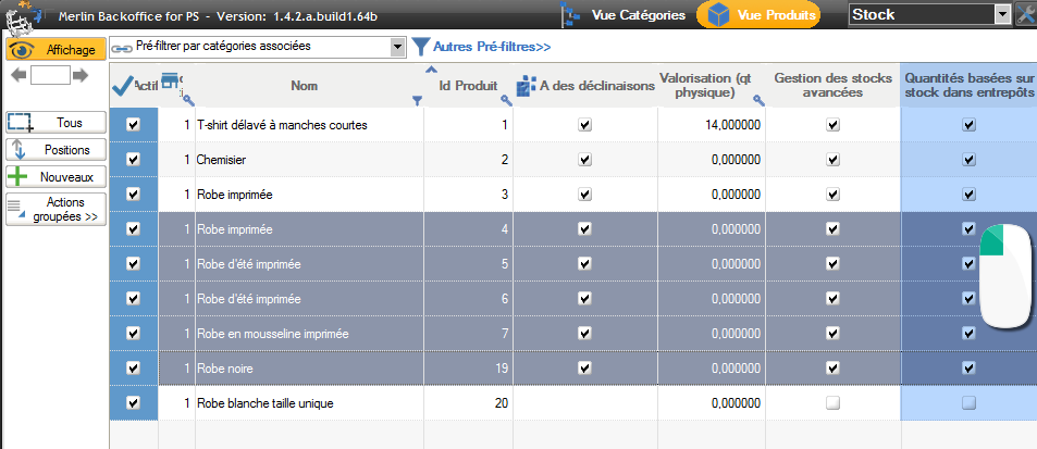 Enable mass calculation of available quantity based on warehouse stock