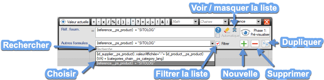 Ajouter ou supprimer des formules