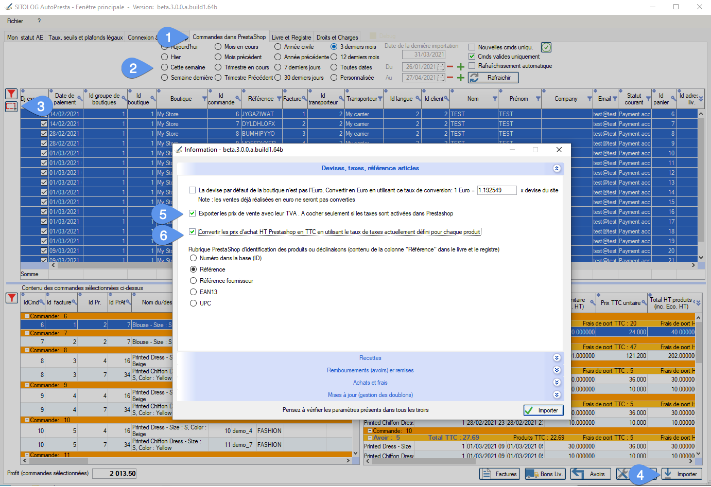 Import des commandes depuis PrestaShop, avec les taxes