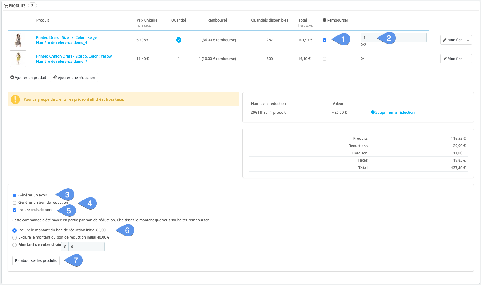 Paramétrer un remboursement standard dans PrestaShop