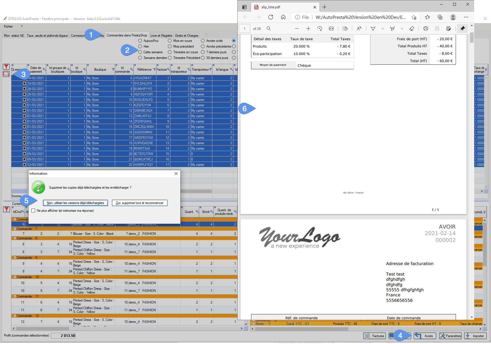 Imprimer en masse les avoirs PDF depuis PrestaShop