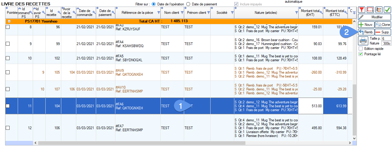 Add refund or credit note manually