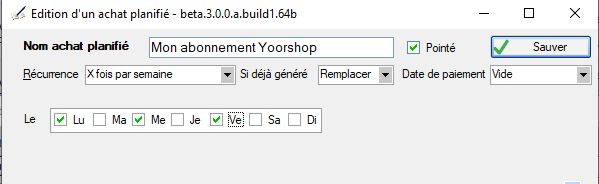 Récurrence x fois par semaine