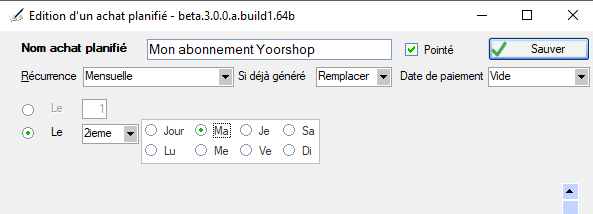 Récurrence mensuelle