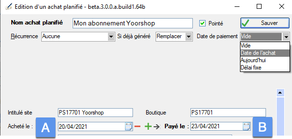 Date de paiement automatique