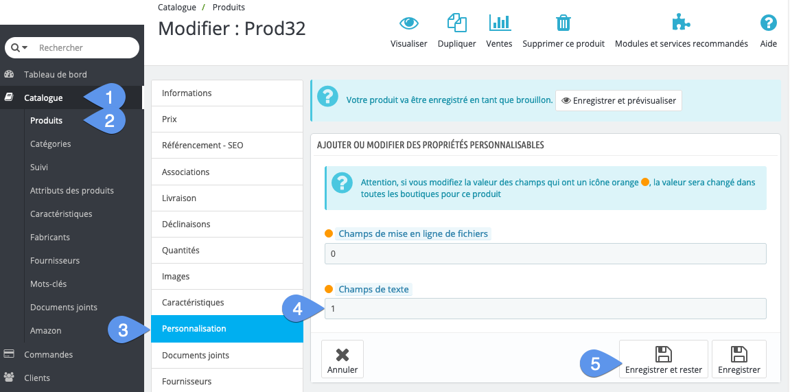 Adding a customization field in PrestaShop
