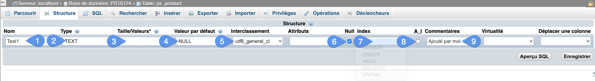 Adding columns dasn PrestaShop with PHPMyAdmin 2/2