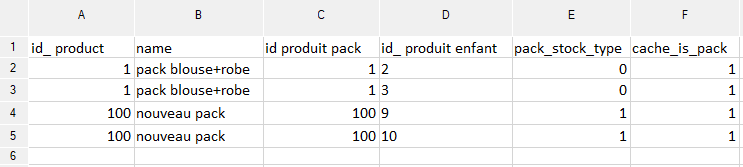 Fichier d'import de packs