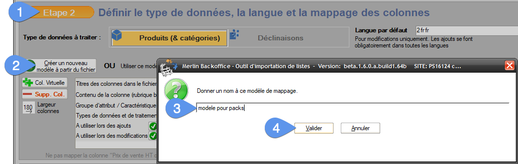 Créer un nouveau modèle de mapping