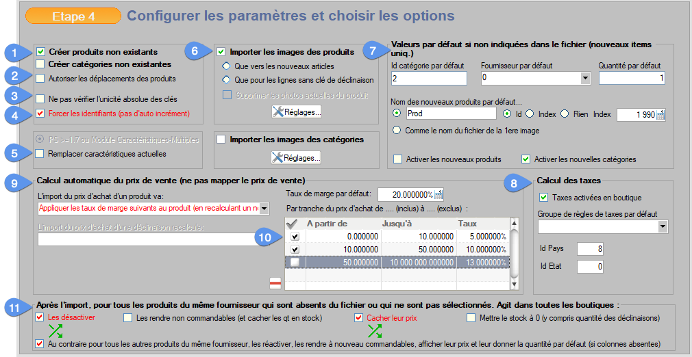 Options et fonctions avancées