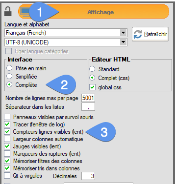 Activer ou désactiver les compteurs automatiques des tables