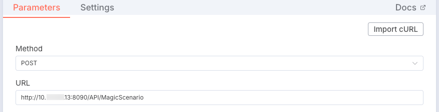 Saisie de l'url du poste de Merlin dans le node HTTP Request
