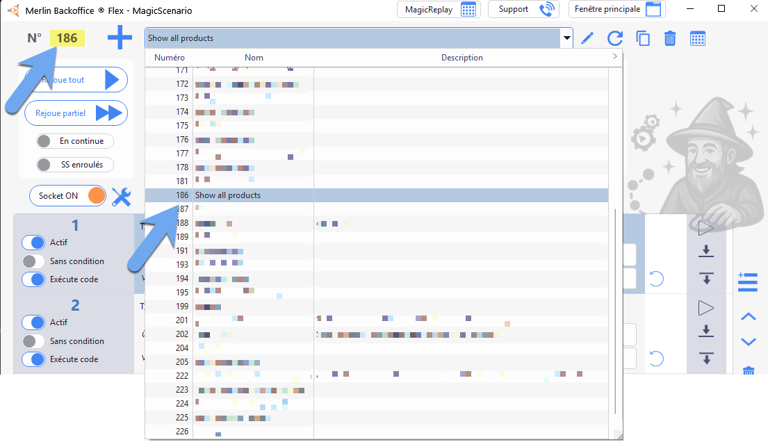 Numéros des scénarios dans MagicScenario