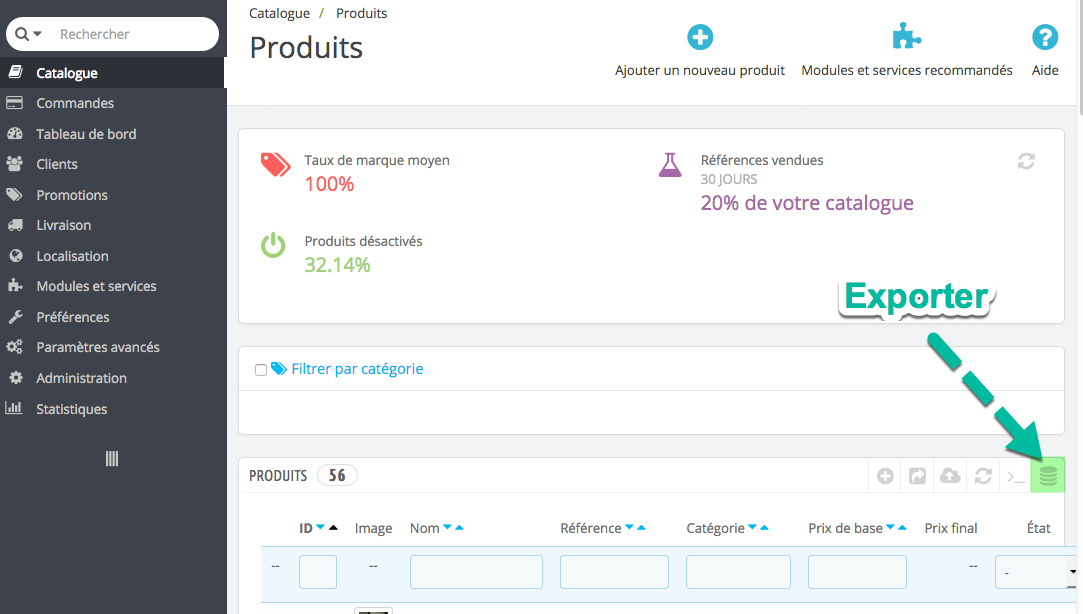 Comment exporter les produits depuis PrestaShop